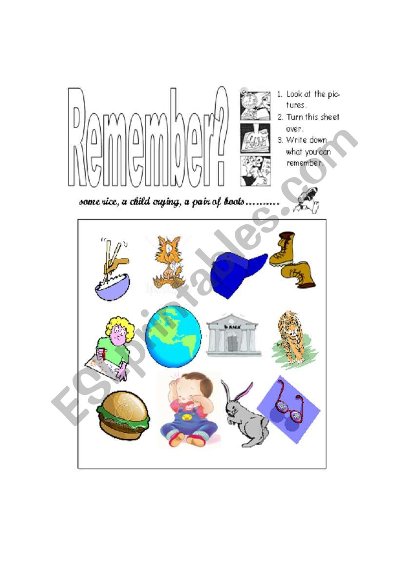 Remember? worksheet