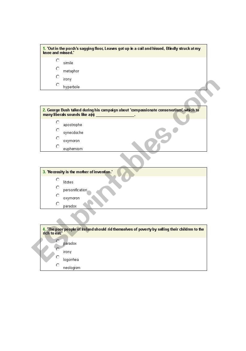 Figures of speech revision activity