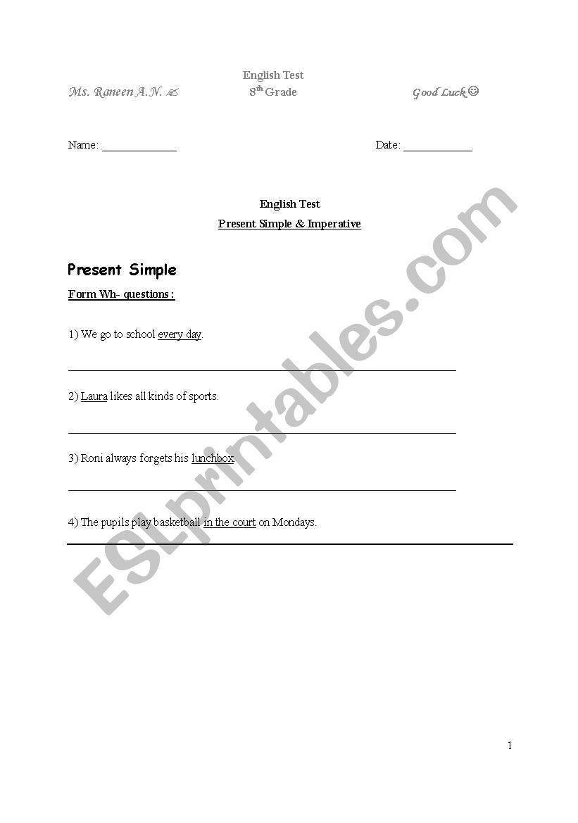 Present simple worksheet