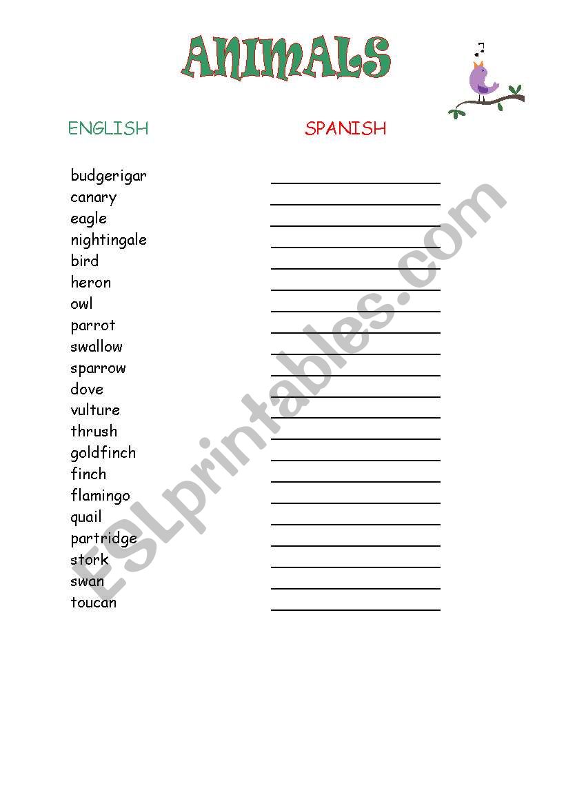 Animals 2 worksheet