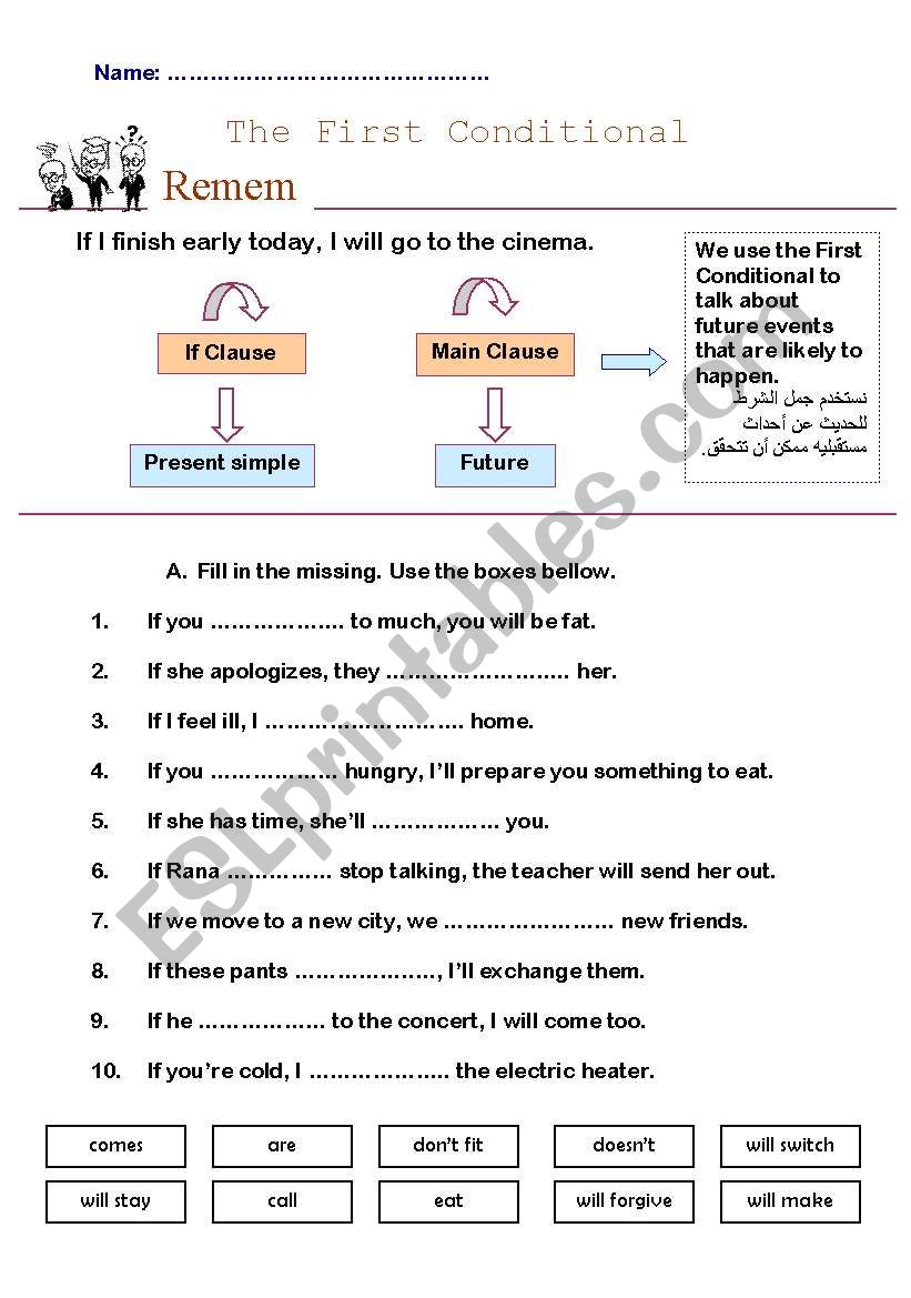 The first conditional worksheet