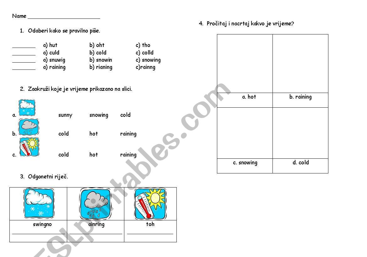 Weather worksheet