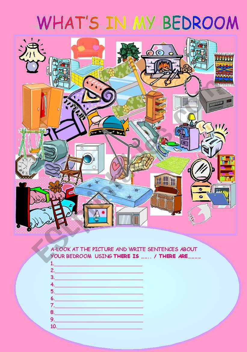WHATÂ´S IN MY BEDROOM worksheet