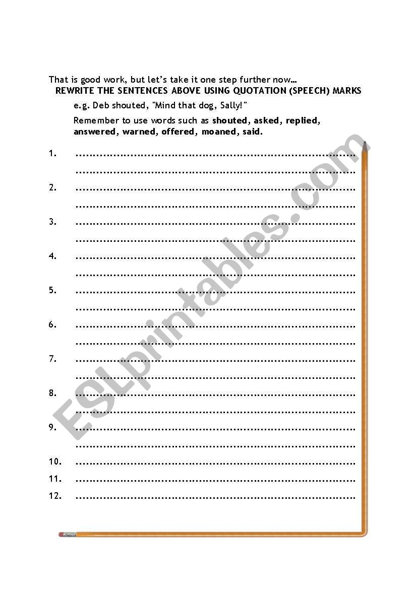 Speech Marks worksheet