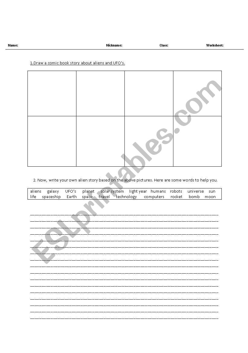 Create a UFO story worksheet