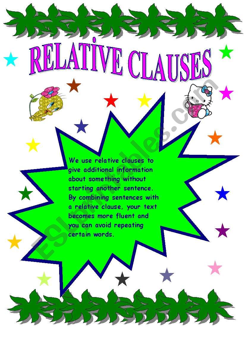 relative clauses worksheet
