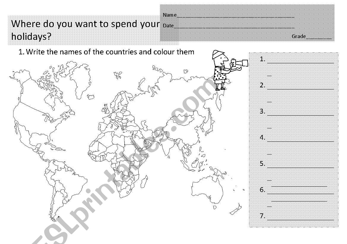 Countries activity 1 worksheet