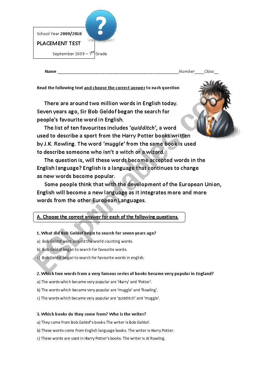 Muggles worksheet