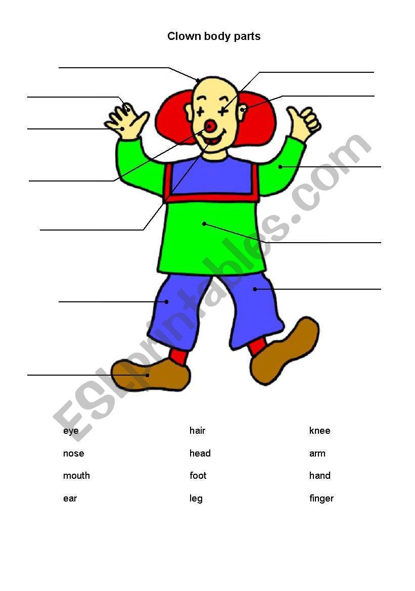 clown_body parts worksheet