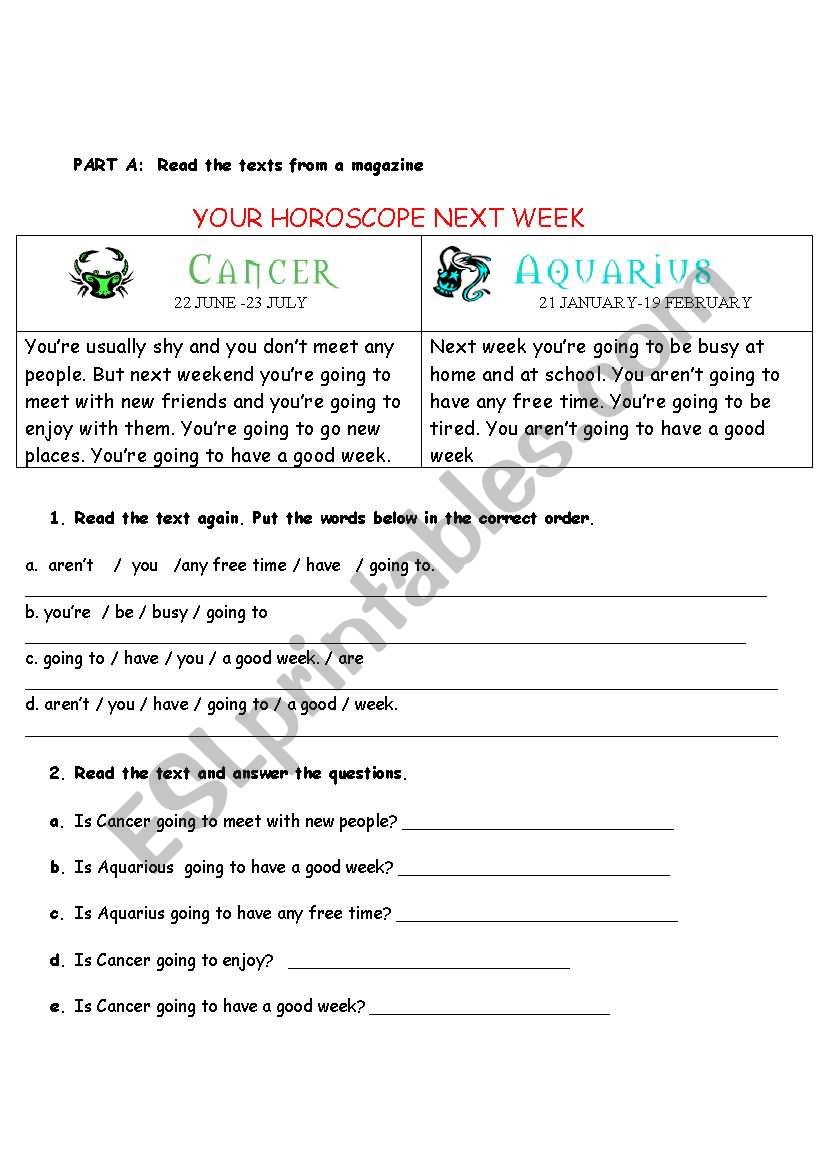 Horoscopes worksheet