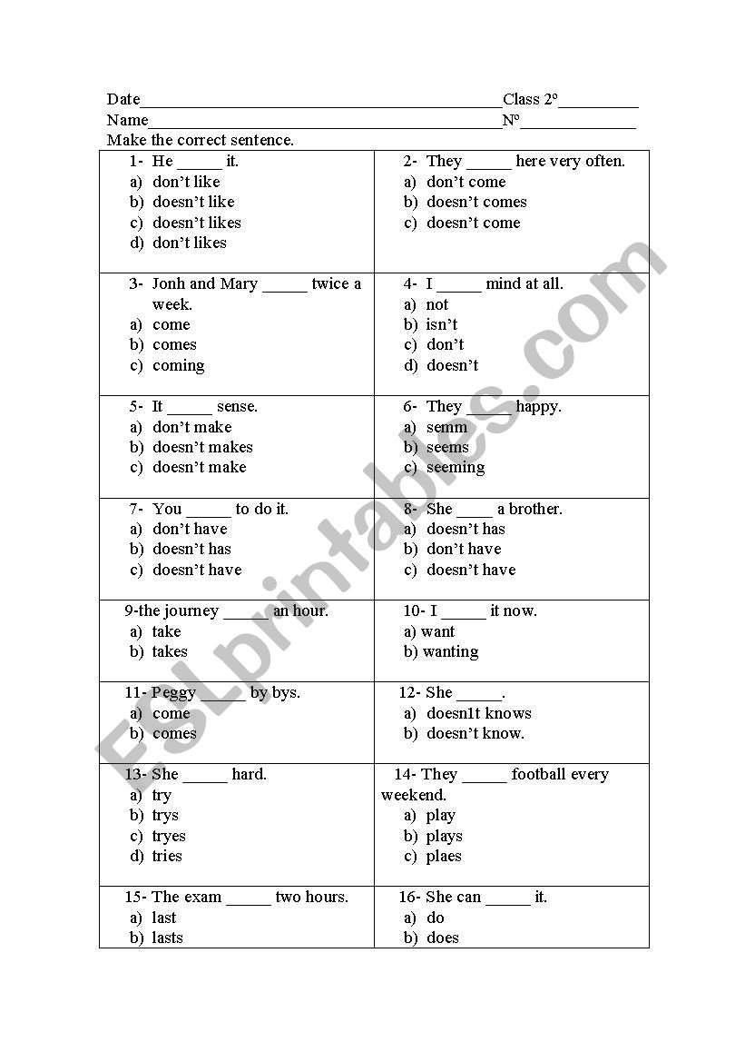 Simple Present worksheet