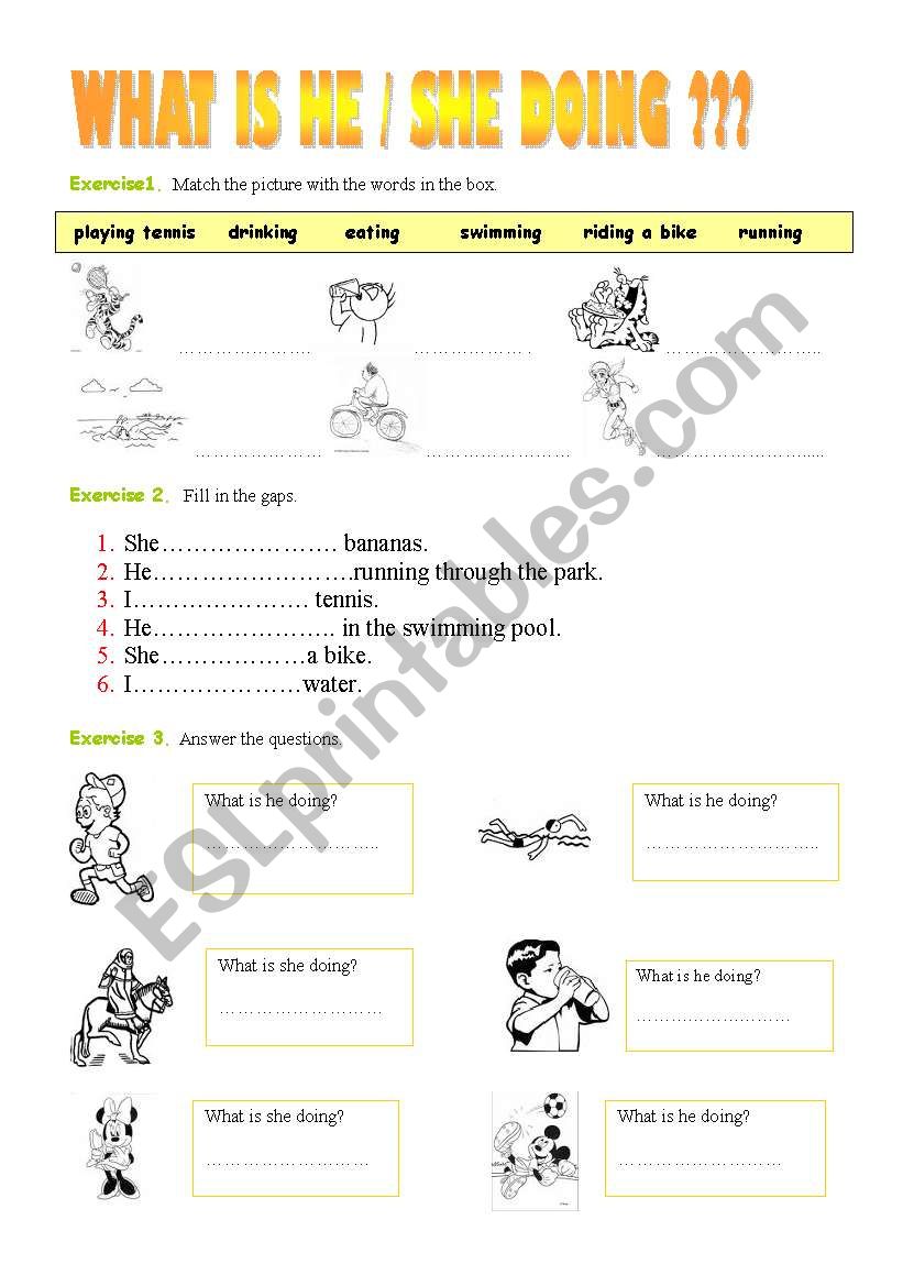 Actions/ Present Continuous worksheet