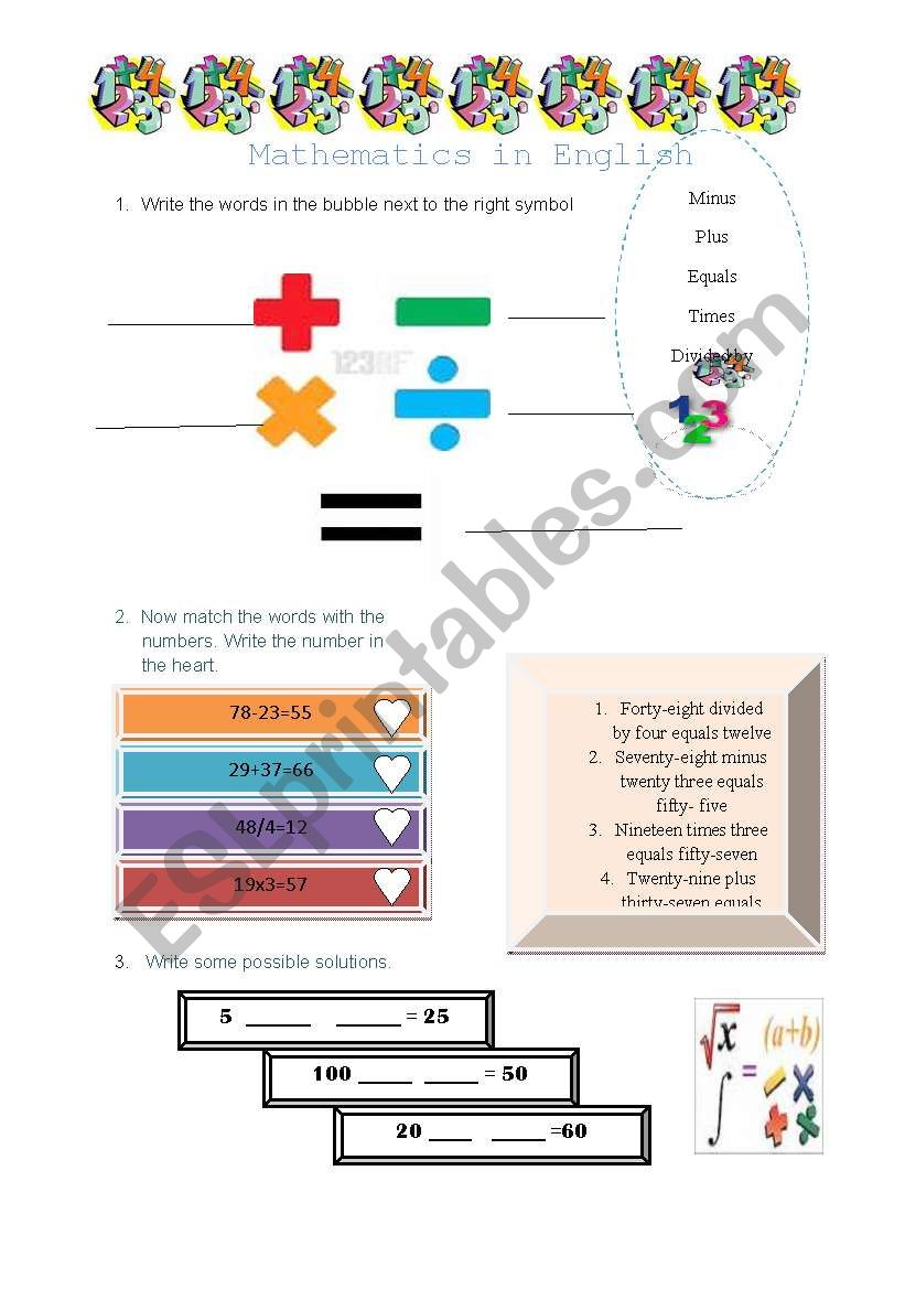 Numbers Practice worksheet