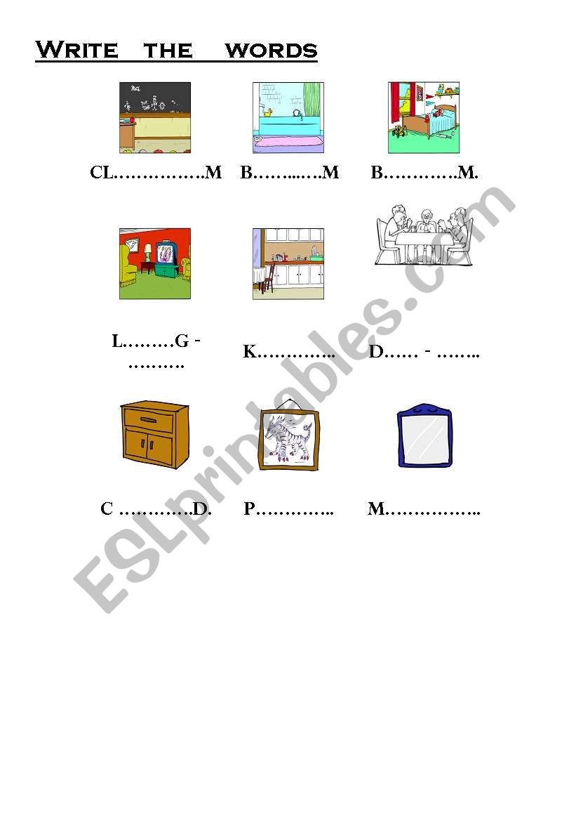 Write the missing letter worksheet