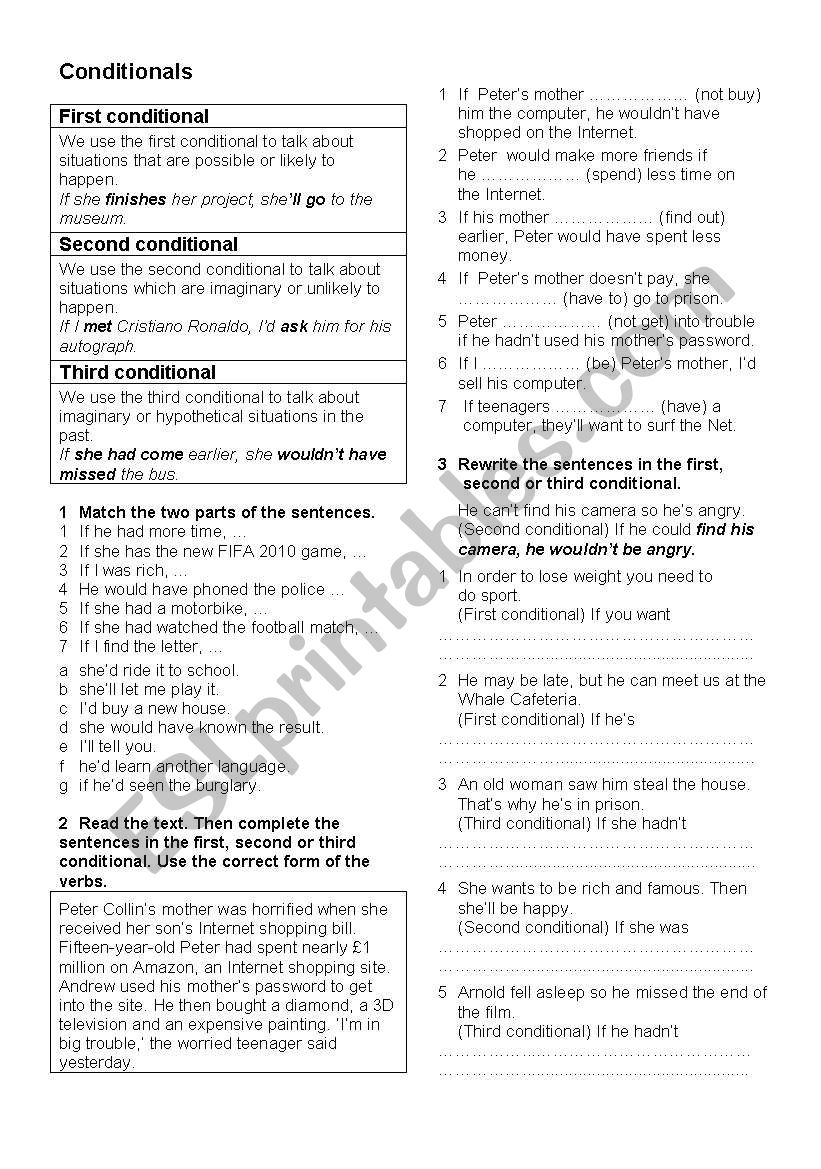 Conditionals worksheet