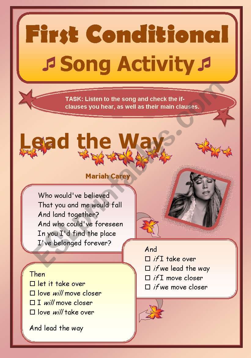 First Conditional - Song Activity - Lead The Way (Mariah Carey)