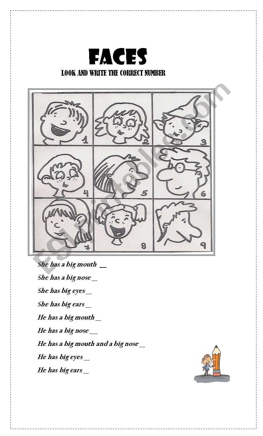 faces worksheet