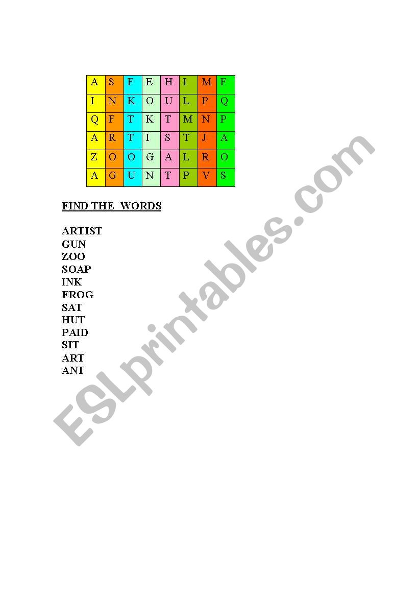 WORD FIND PUZZLE  worksheet