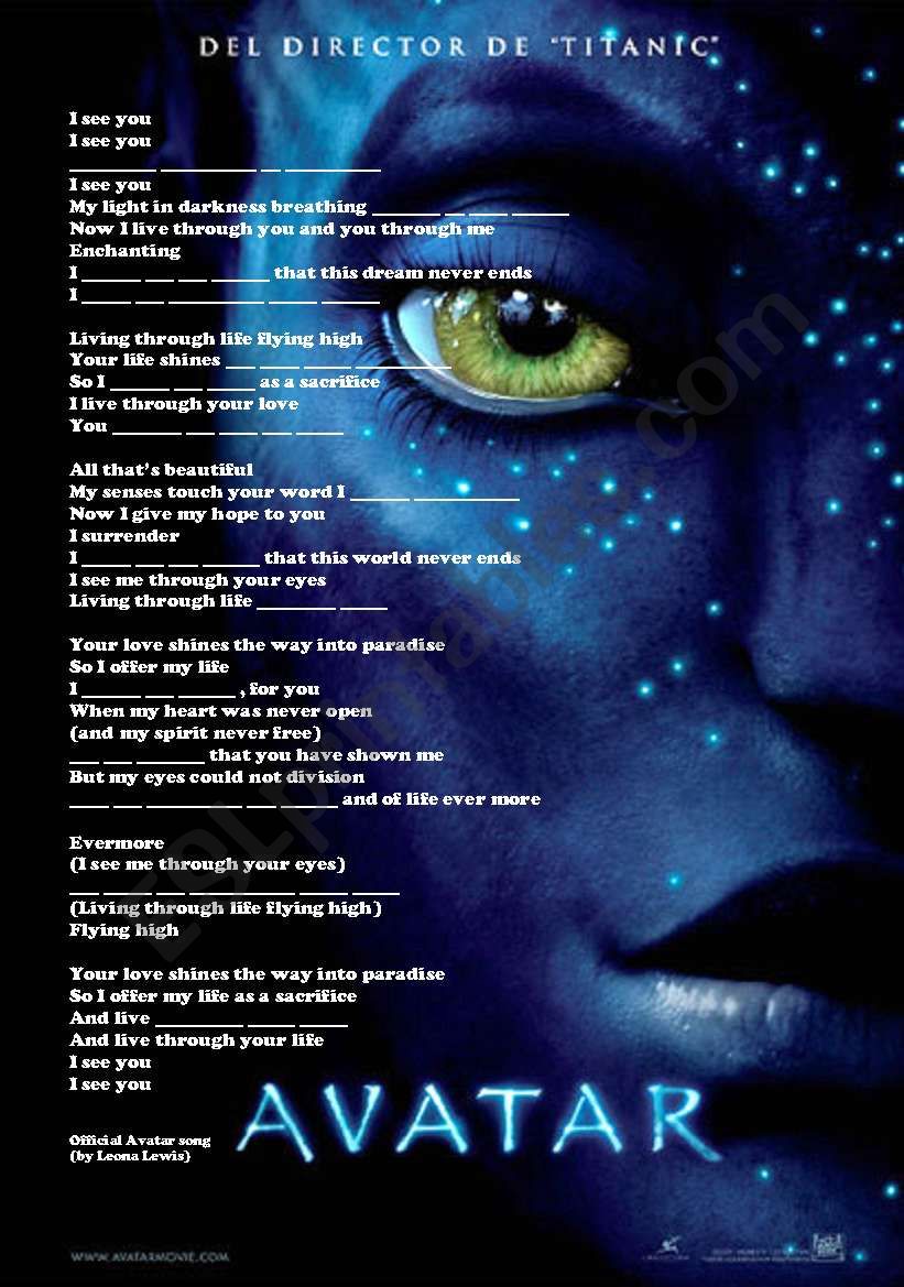I see you (official soundtrack of AVATAR by Leona Lewis) (Quiz)