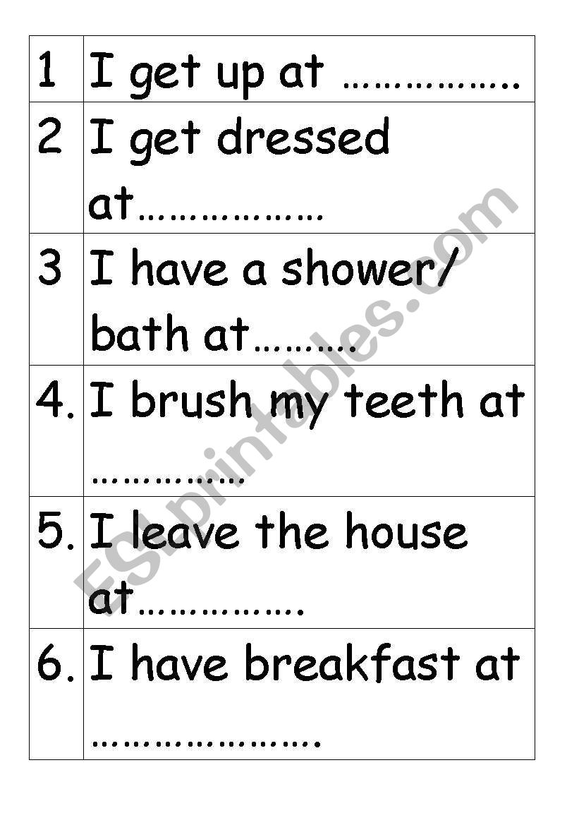 Daily Routine & Time worksheet
