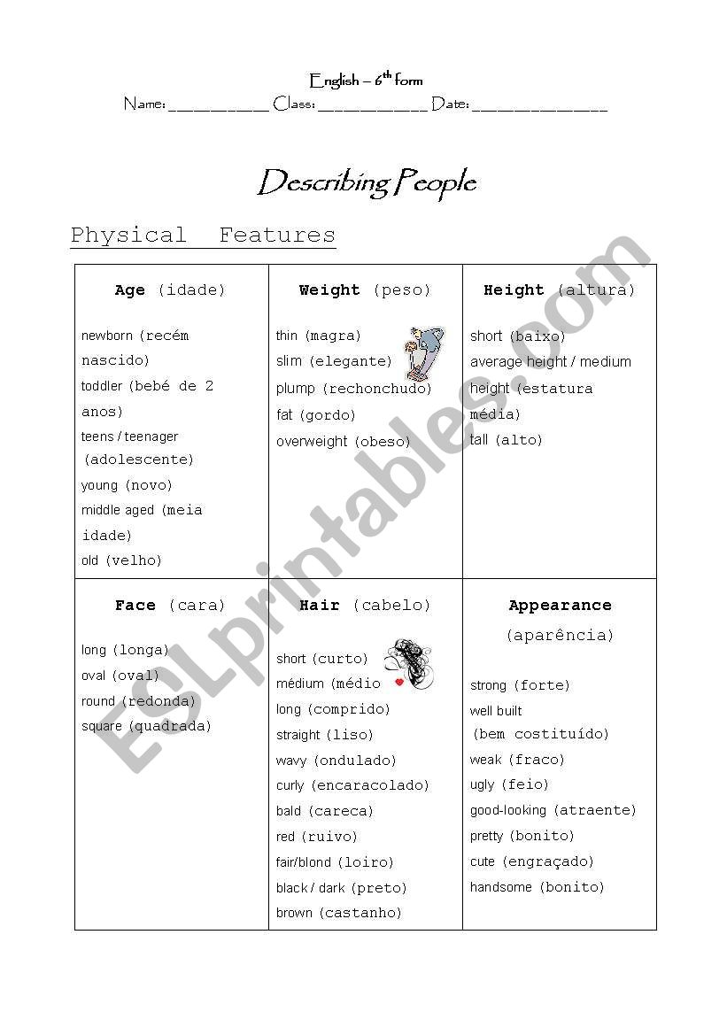 Describing People - Information - Page 1 of  2