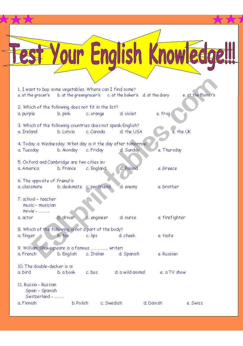 Quiz - Test  your English knowledge!