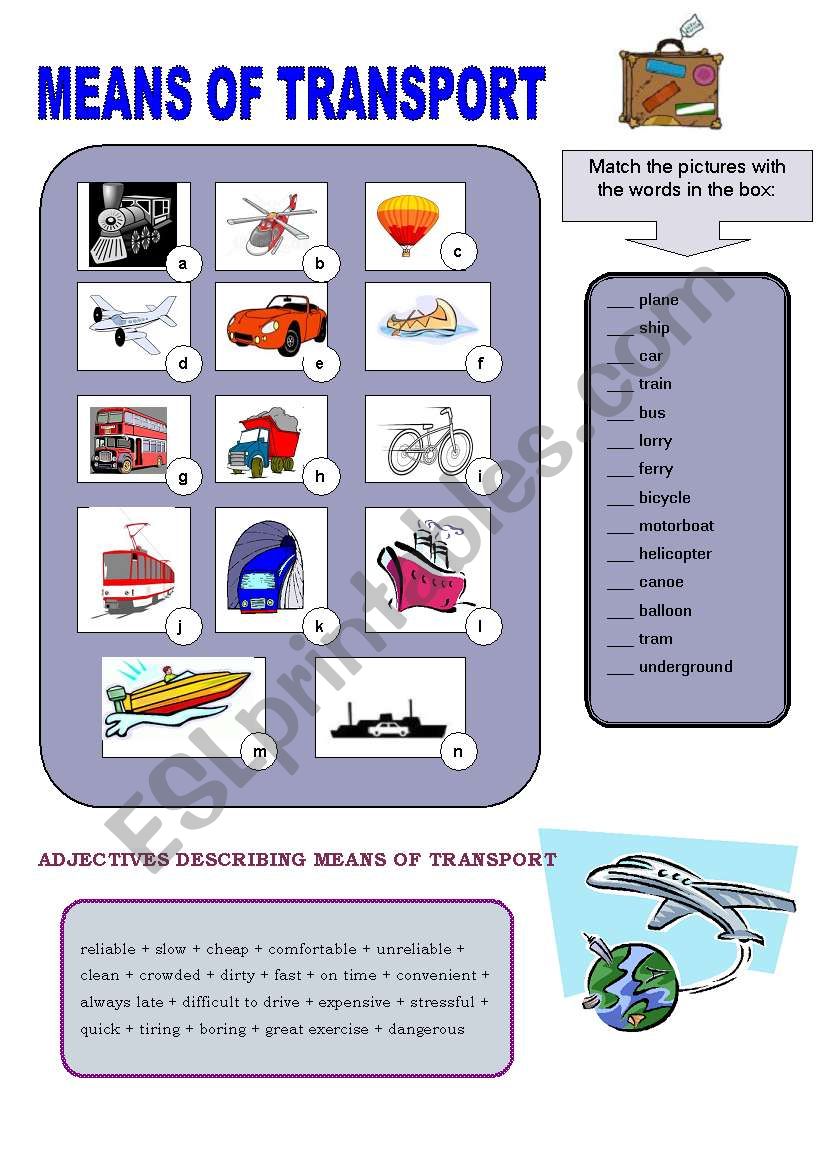 Means of transport: vocabulary + speaking
