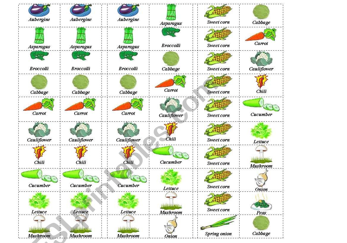 vegetables dominos 1 worksheet
