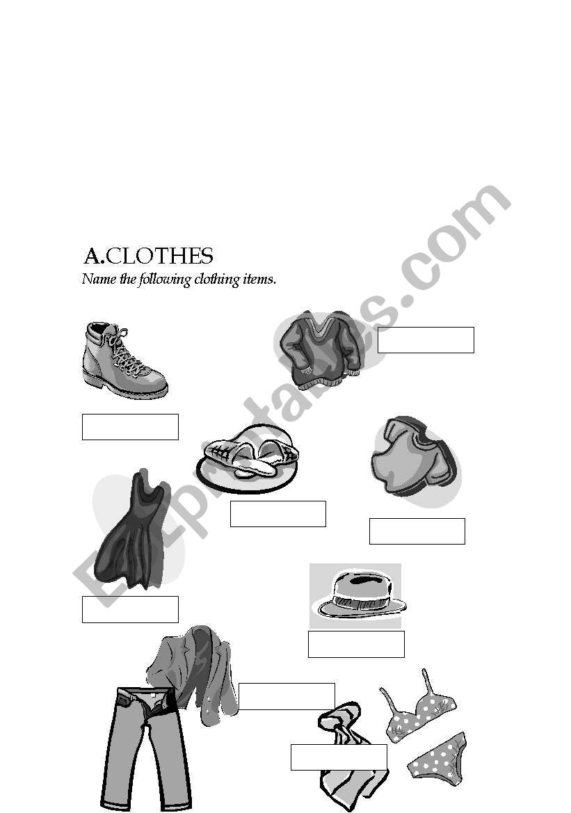 clothes worksheet