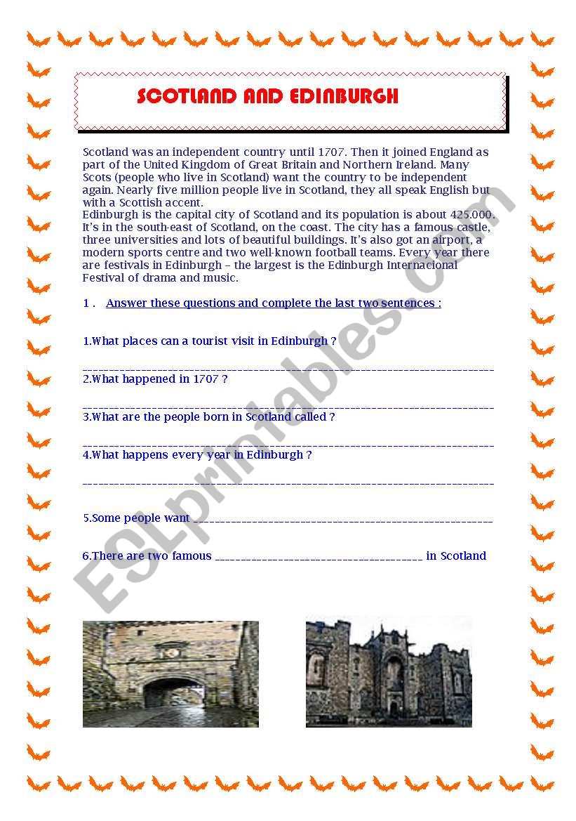 Test about Scotland worksheet