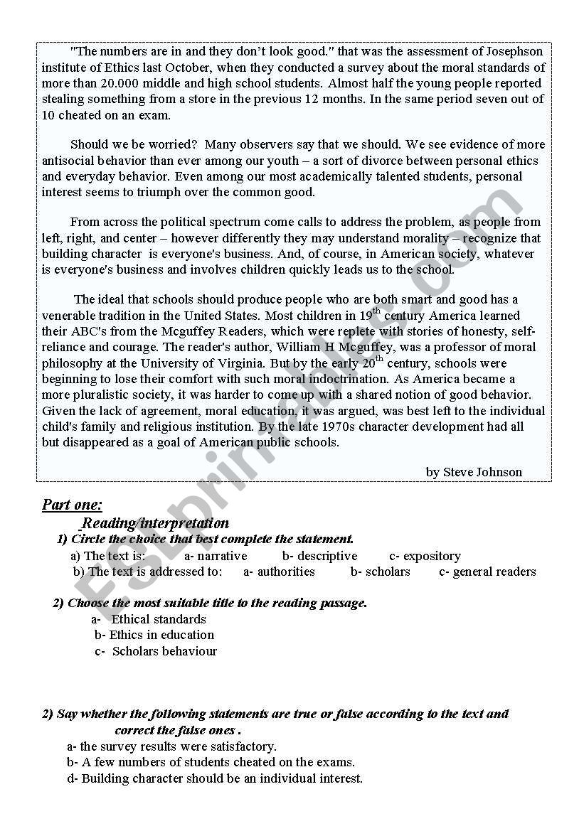 education  worksheet