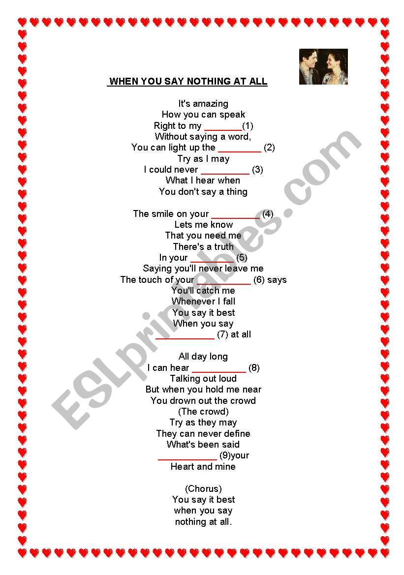 Song: Notting Hill worksheet