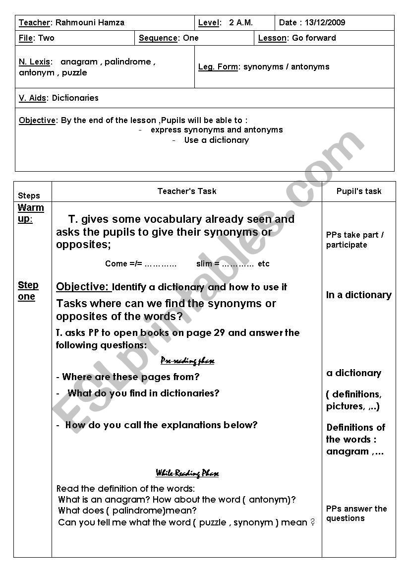 HPW TO TEACH ENGLISH SYNONYMS AND OPPOSITE