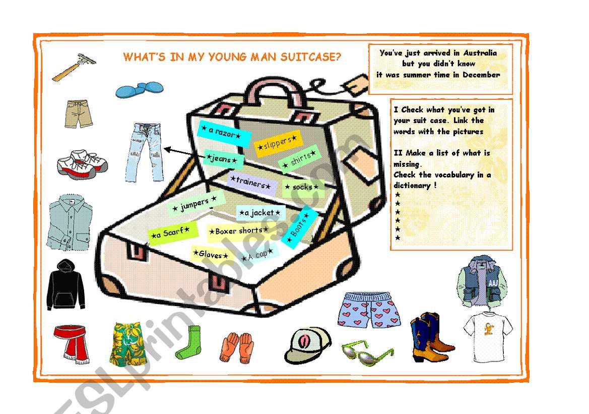 WhatÂ´s in my suitcase worksheet