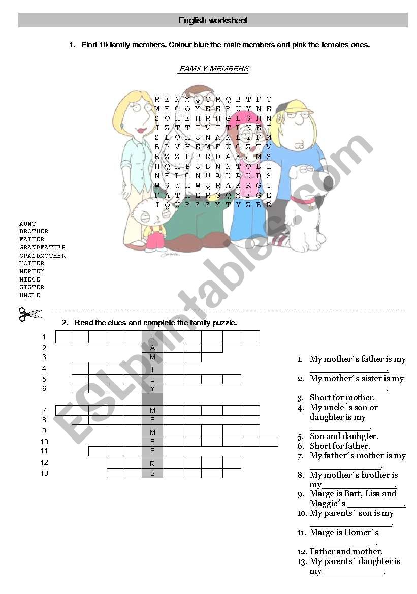 FAMILY worksheet