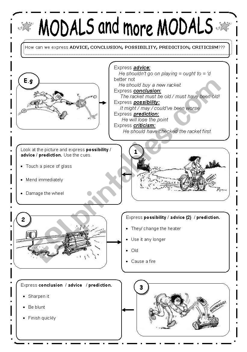 MODALS 2  B&W  worksheet