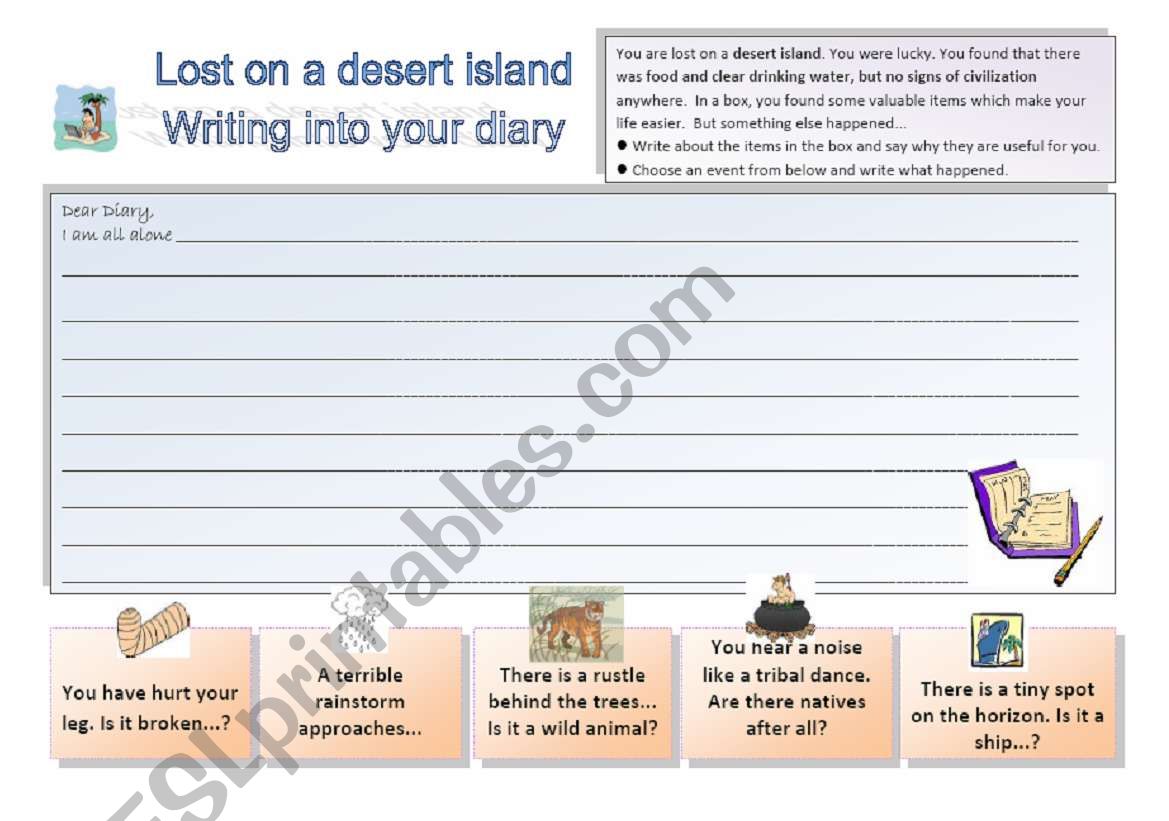 Lost on a desert island 3/3: Writing activity