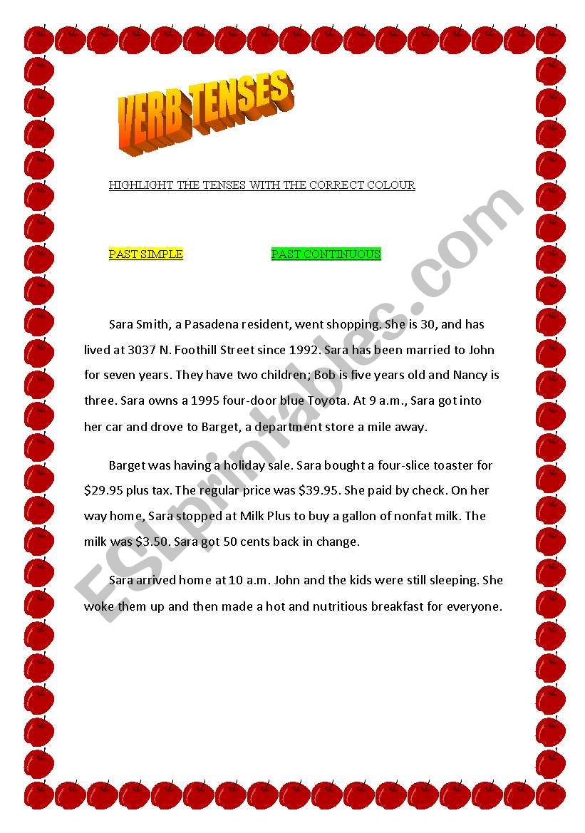 HIGHLIGHTED EXERCISE worksheet