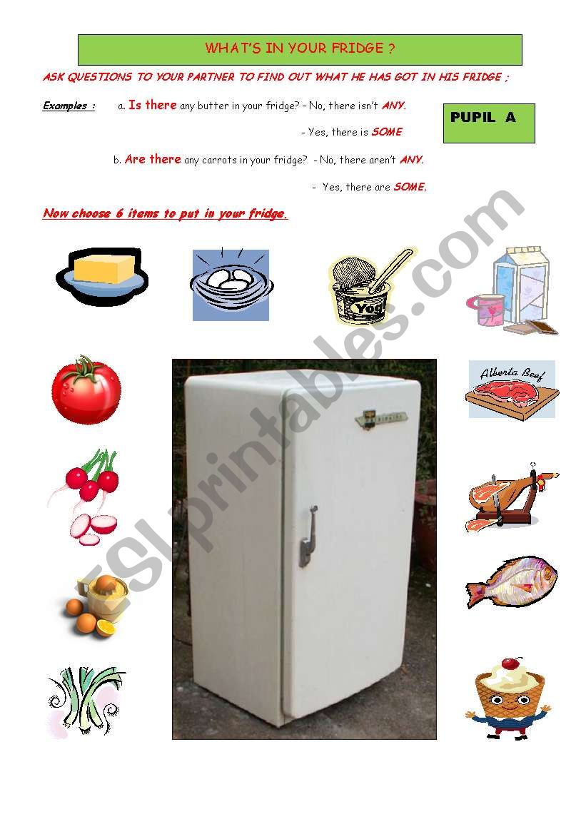 Fridge pair work WS1 worksheet