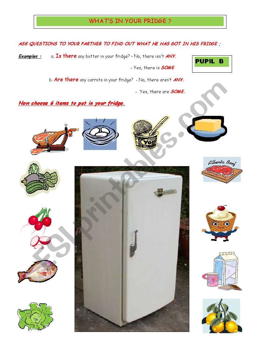 Fridge pair work WS 2 worksheet