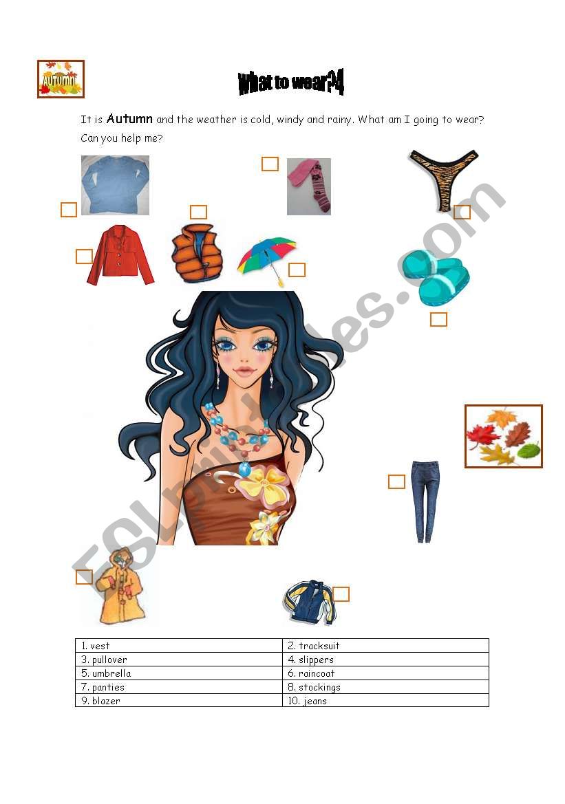 what to wear?4 worksheet