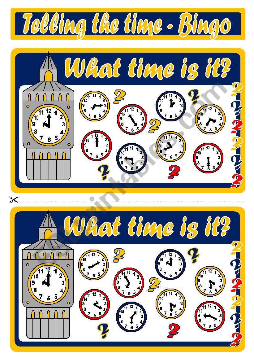 TELLING THE TIME - BINGO (SET 1)