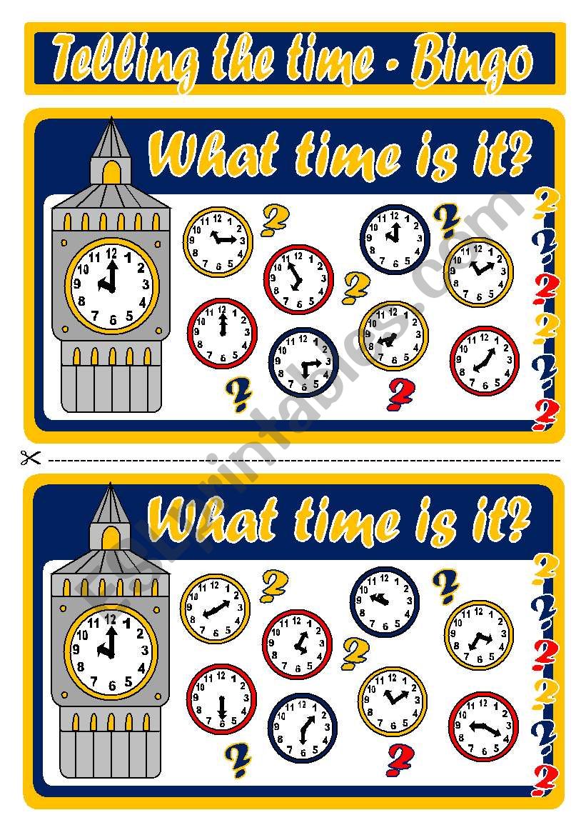 TELLING THE TIME - BINGO (SET 2)