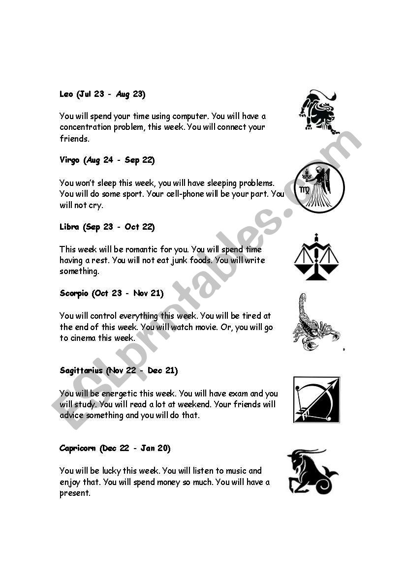 Horoscopes2 worksheet
