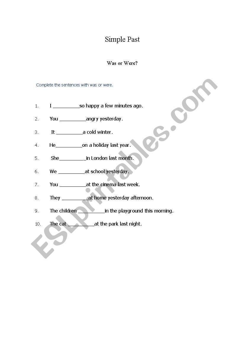 Simple Past worksheet