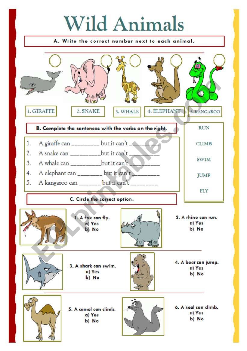 Wild animals (07.02.10) worksheet