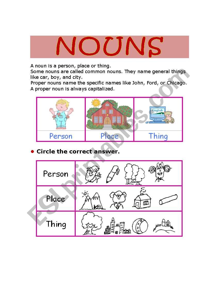 English Worksheets Nouns