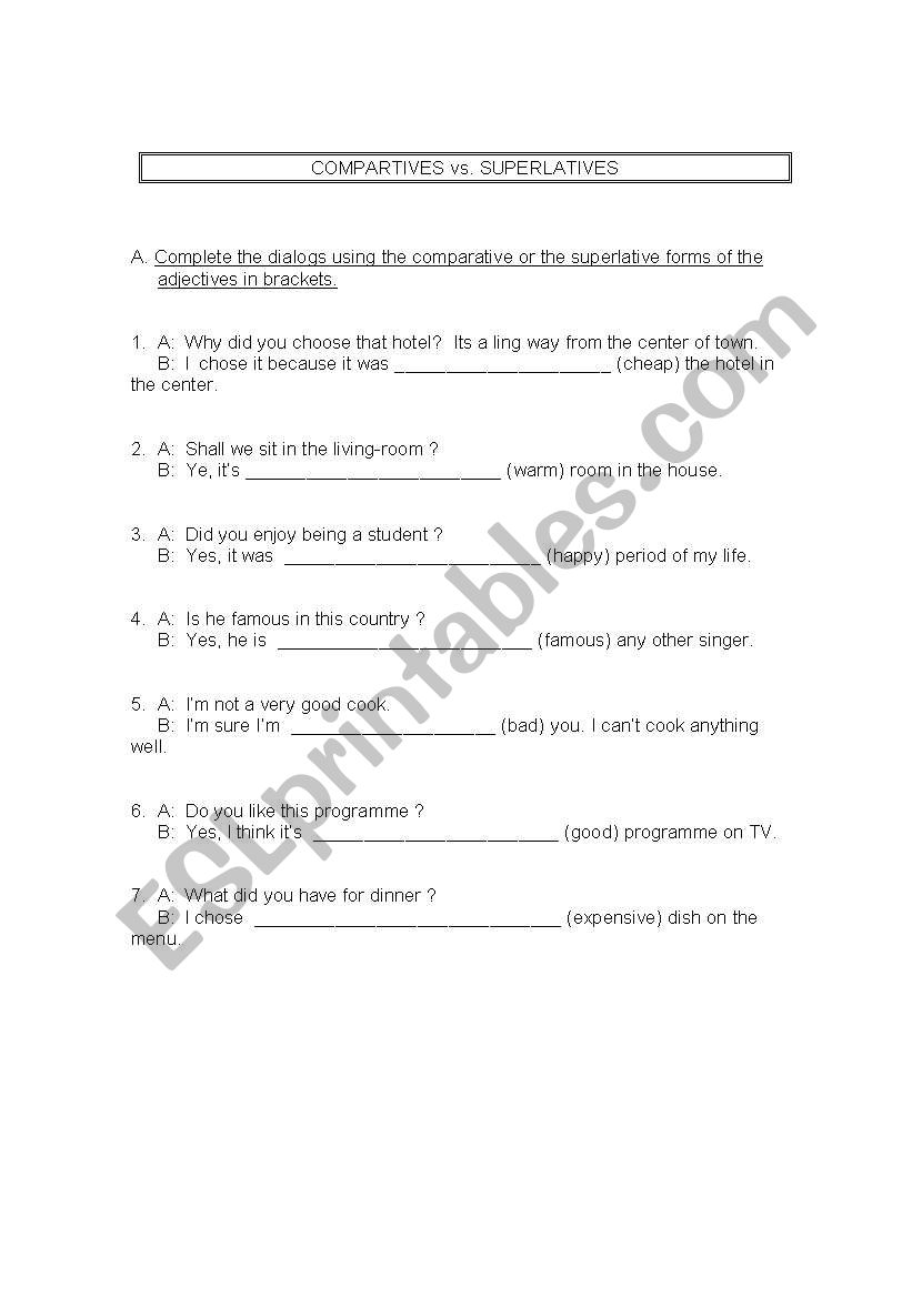 Comparatives and Superlatives 