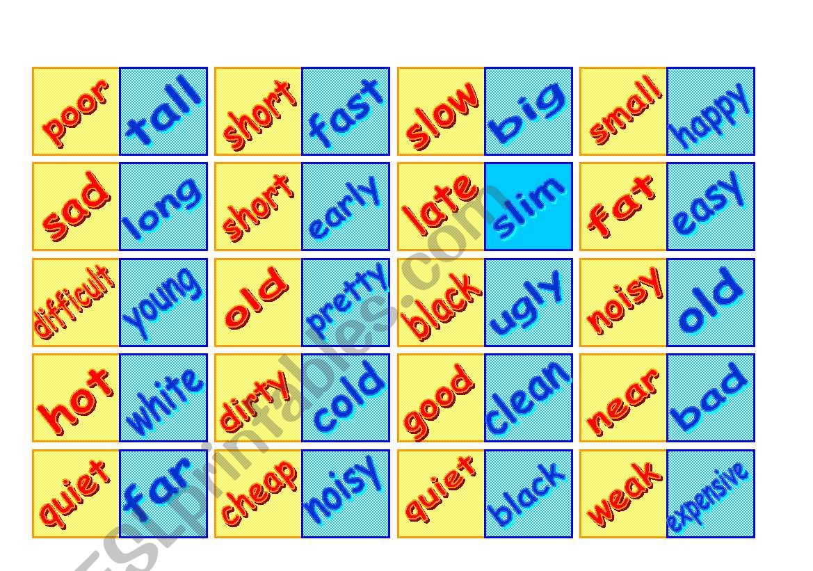 Adjective Domino worksheet