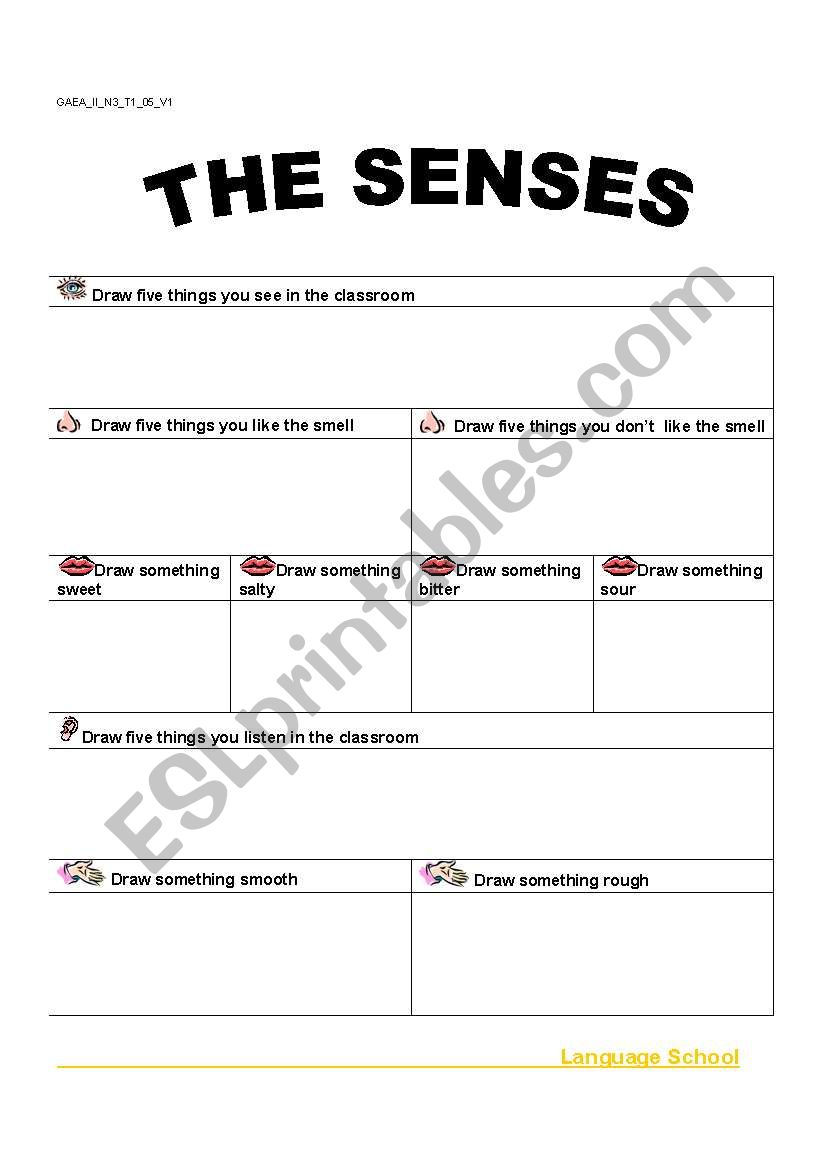 Senses worksheet